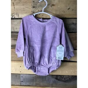 Honest Baby Clothing Lavender With Strip long Sleeve One Piece Size 12 Months